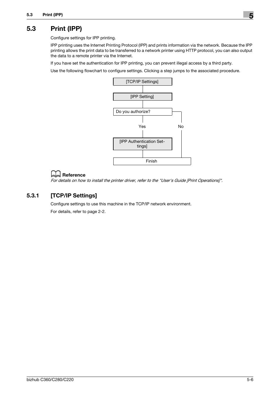 3 print (ipp), 1 [tcp/ip settings, Print (ipp) -6 | Tcp/ip settings] -6 | Konica Minolta BIZHUB C360 User Manual | Page 77 / 366