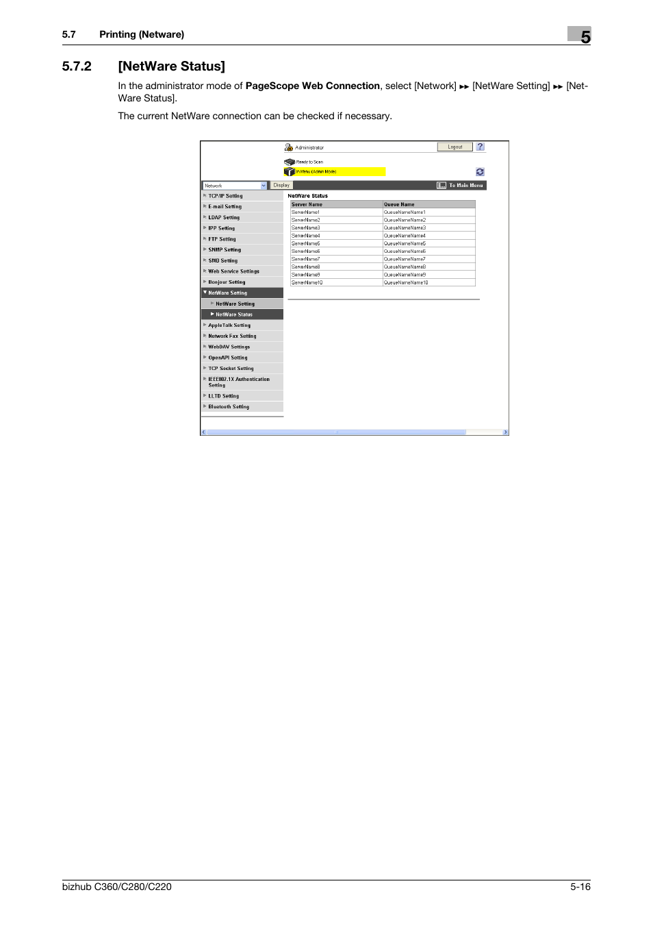 2 [netware status, Netware status] -16 | Konica Minolta BIZHUB C360 User Manual | Page 87 / 366