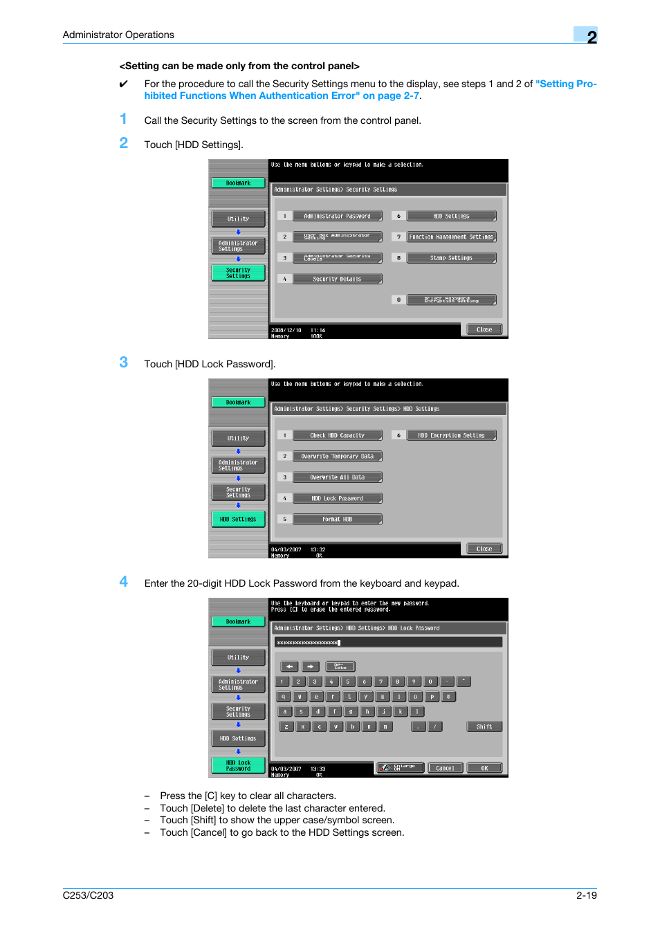 Setting can be made only from the control panel | Konica Minolta BIZHUB C253 User Manual | Page 30 / 65