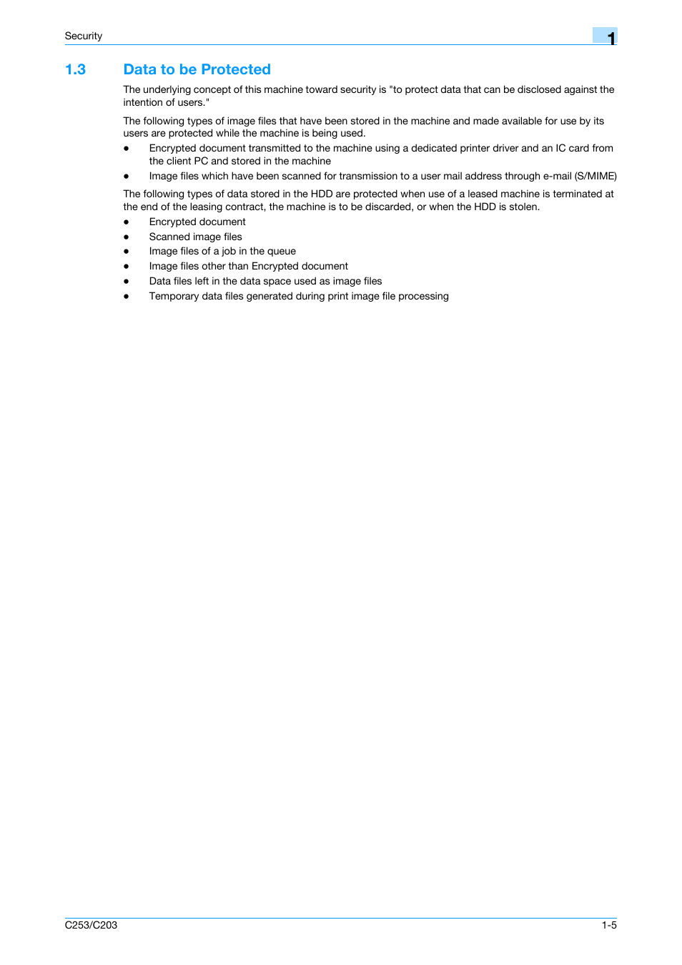 3 data to be protected, Data to be protected -5 | Konica Minolta BIZHUB C253 User Manual | Page 8 / 65