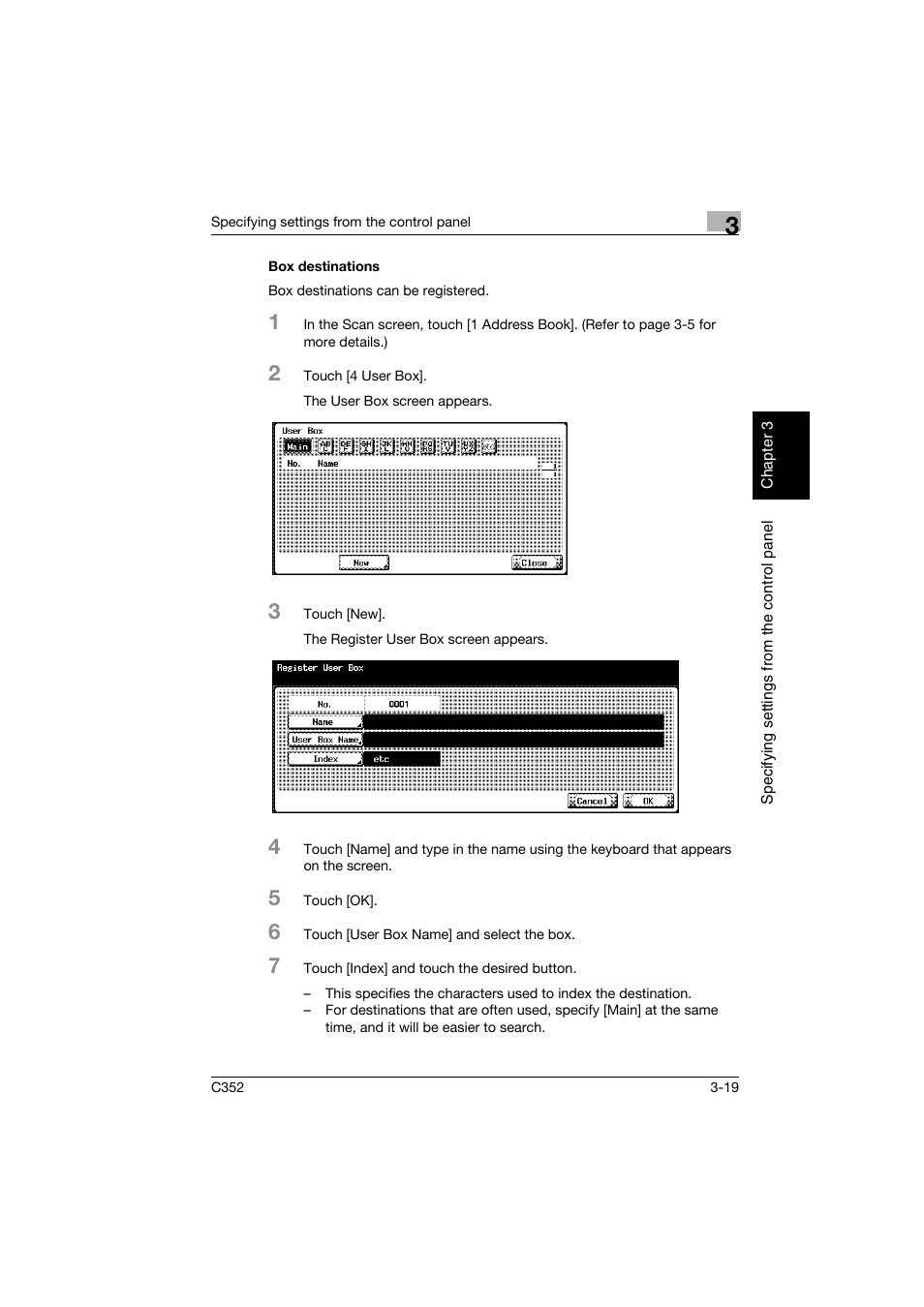 Box destinations, Box destinations -19 | Konica Minolta bizhub C352 User Manual | Page 130 / 392