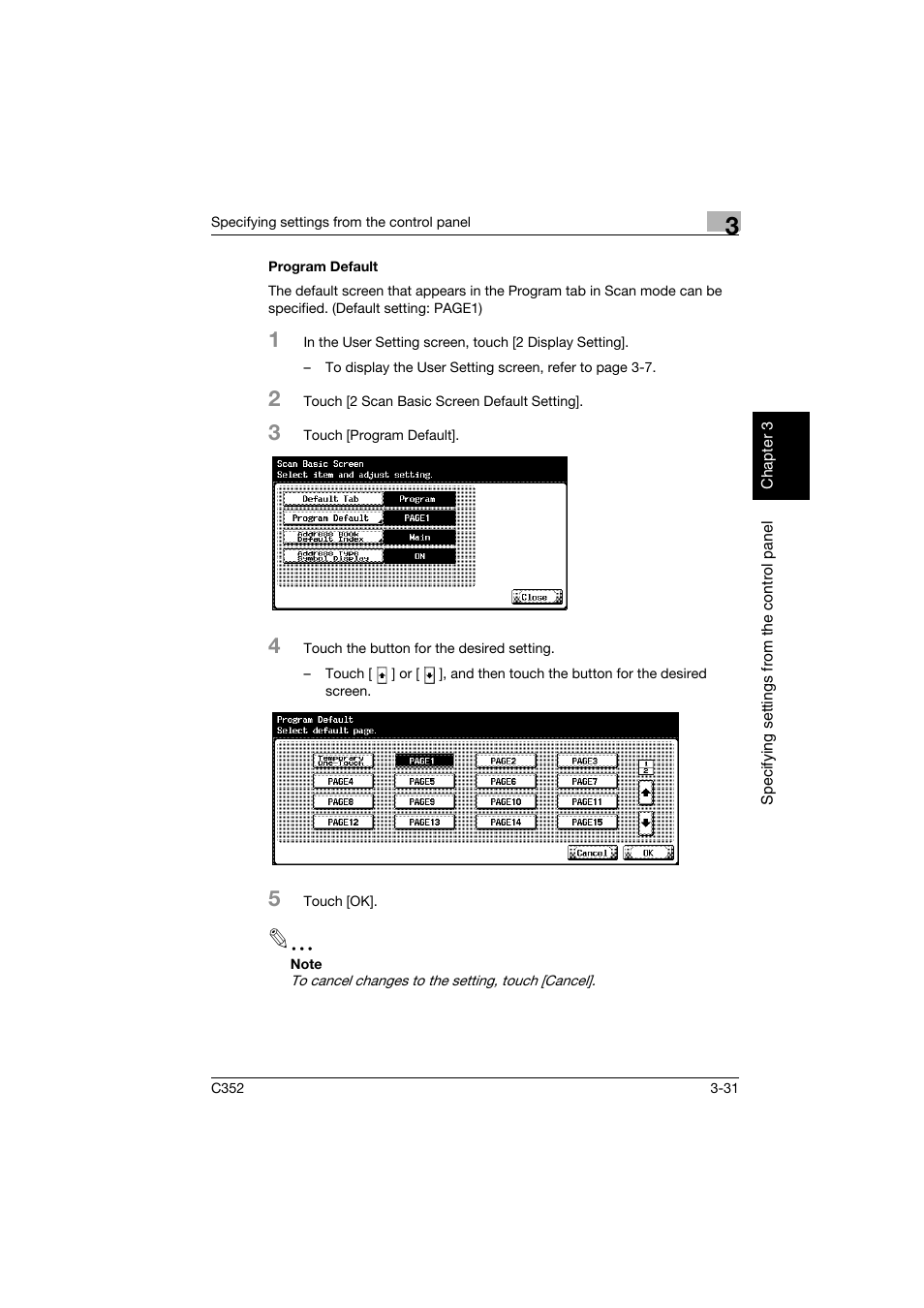 Program default, Program default -31 | Konica Minolta bizhub C352 User Manual | Page 142 / 392