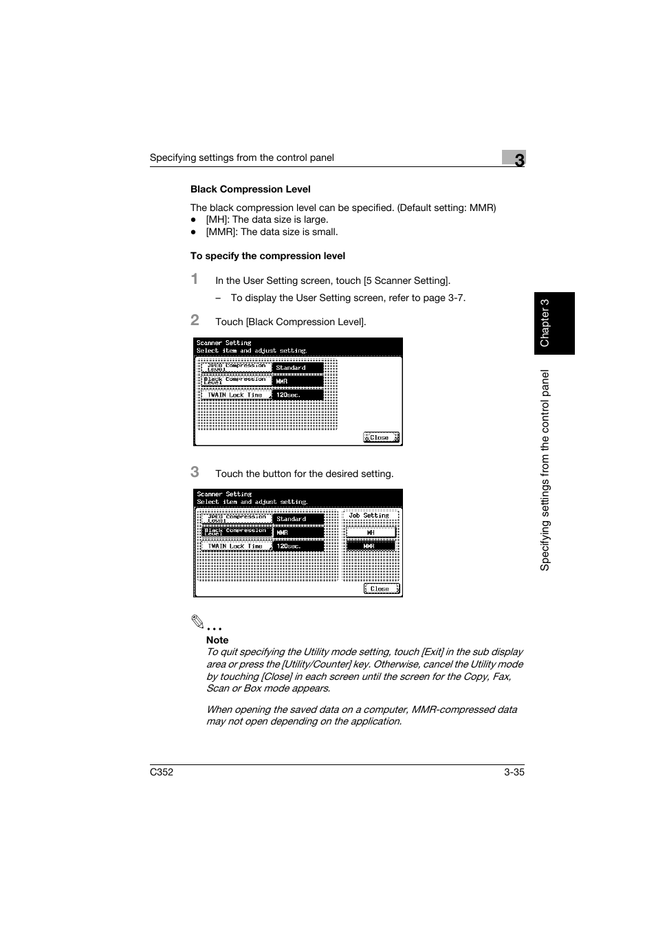 Black compression level, To specify the compression level | Konica Minolta bizhub C352 User Manual | Page 146 / 392