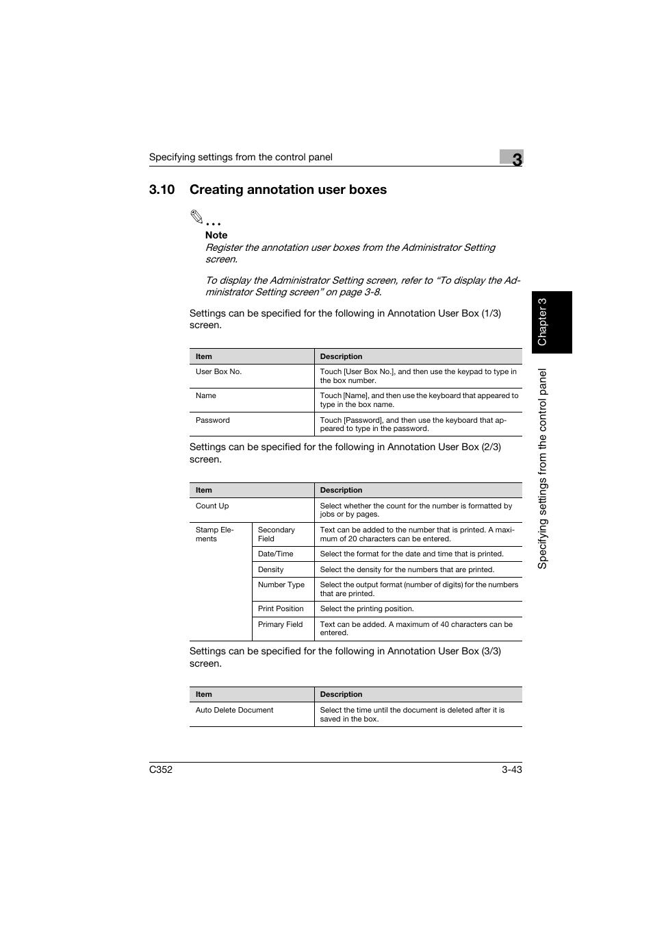 10 creating annotation user boxes, Creating annotation user boxes -43 | Konica Minolta bizhub C352 User Manual | Page 154 / 392