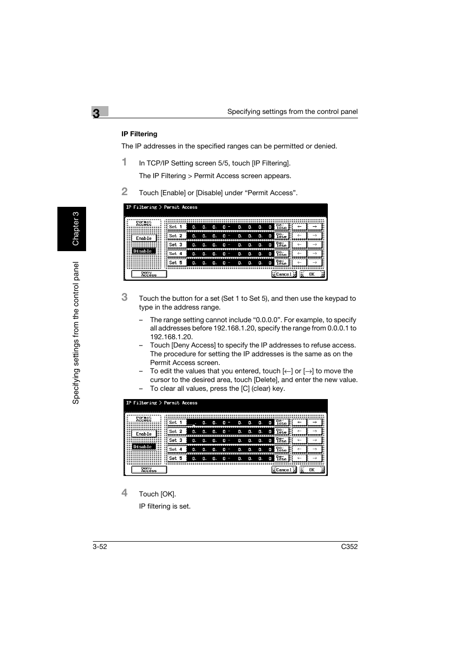 Ip filtering, Ip filtering -52 | Konica Minolta bizhub C352 User Manual | Page 163 / 392