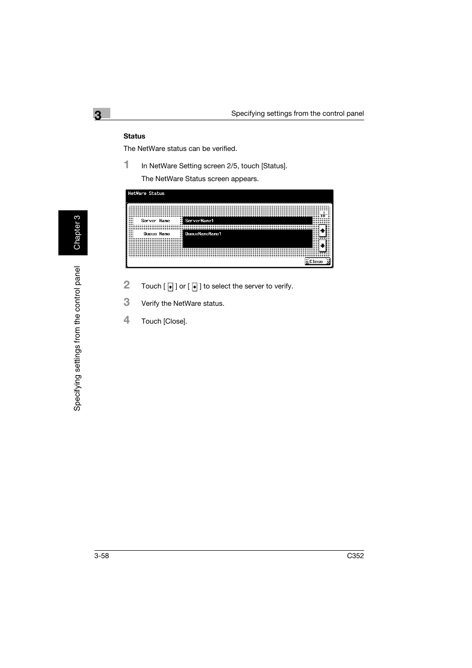 Status, Status -58 | Konica Minolta bizhub C352 User Manual | Page 169 / 392