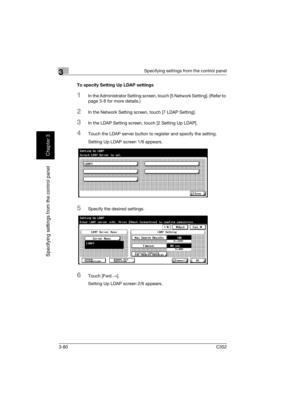 To specify setting up ldap settings, To specify setting up ldap settings -80 | Konica Minolta bizhub C352 User Manual | Page 191 / 392