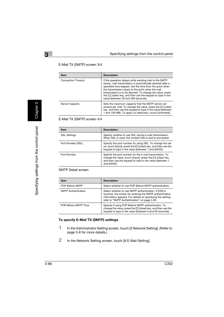 To specify e-mail tx (smtp) settings, To specify e-mail tx (smtp) settings -88 | Konica Minolta bizhub C352 User Manual | Page 199 / 392