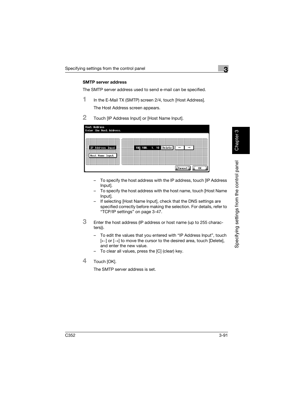 Smtp server address, Smtp server address -91 | Konica Minolta bizhub C352 User Manual | Page 202 / 392