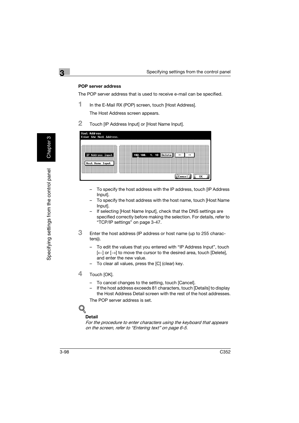 Pop server address, Pop server address -98 | Konica Minolta bizhub C352 User Manual | Page 209 / 392