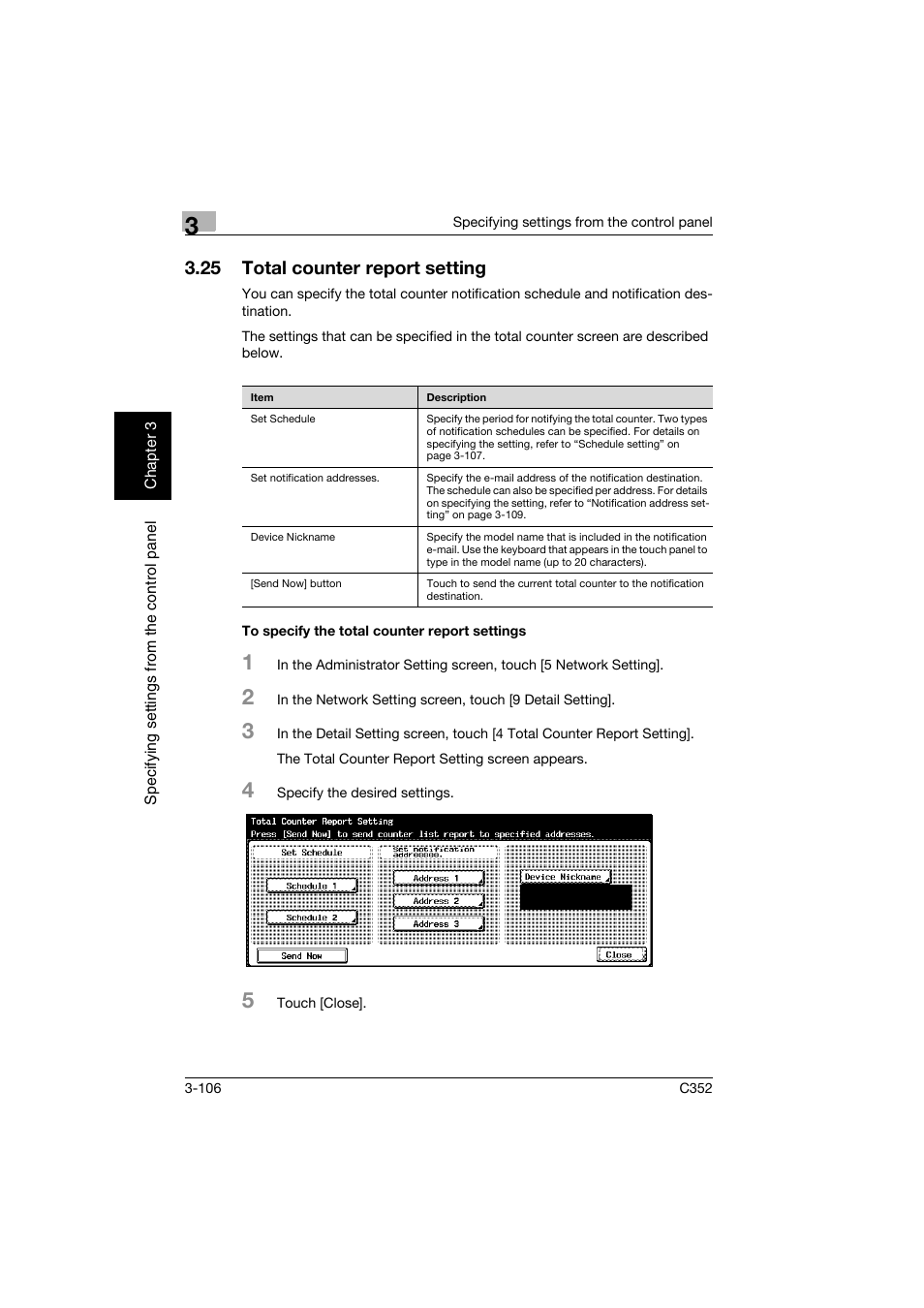 25 total counter report setting, To specify the total counter report settings, Total counter report setting -106 | To specify the total counter report settings -106 | Konica Minolta bizhub C352 User Manual | Page 217 / 392