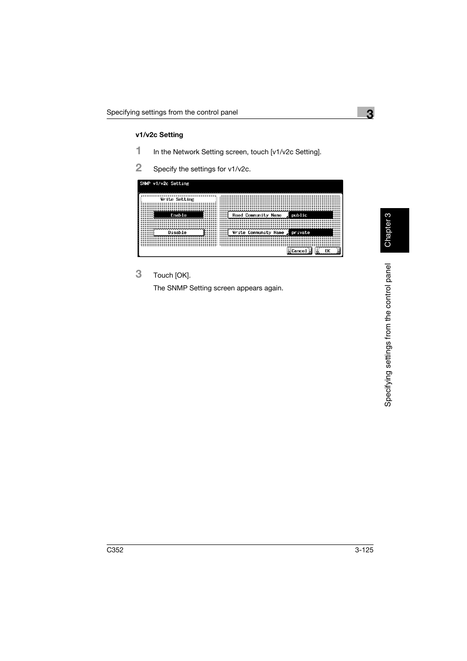 V1/v2c setting, V1/v2c setting -125 | Konica Minolta bizhub C352 User Manual | Page 236 / 392