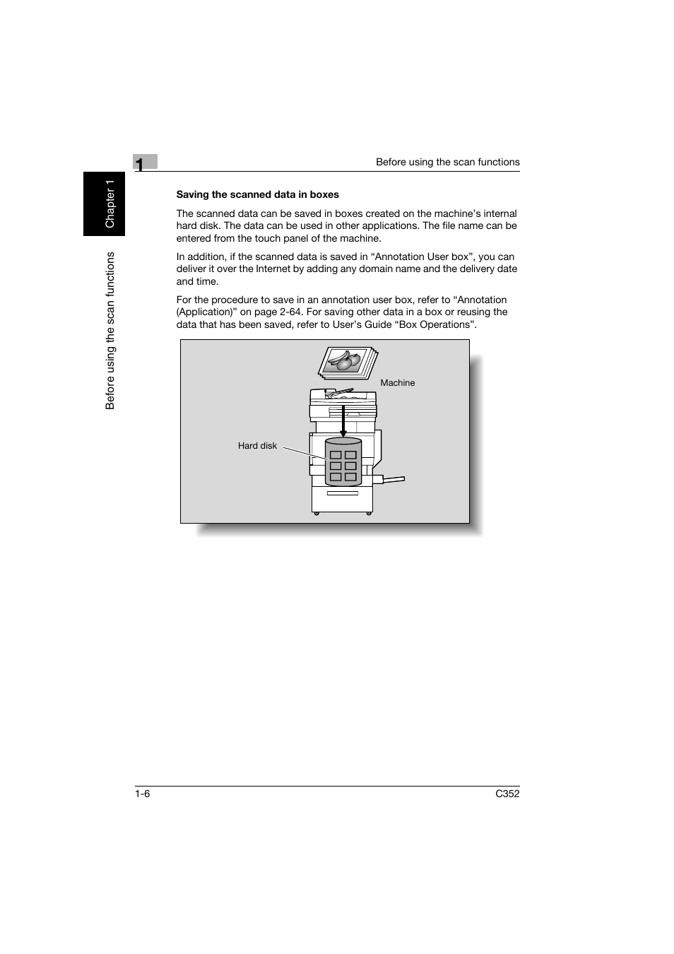 Saving the scanned data in boxes, Saving the scanned data in boxes -6 | Konica Minolta bizhub C352 User Manual | Page 25 / 392