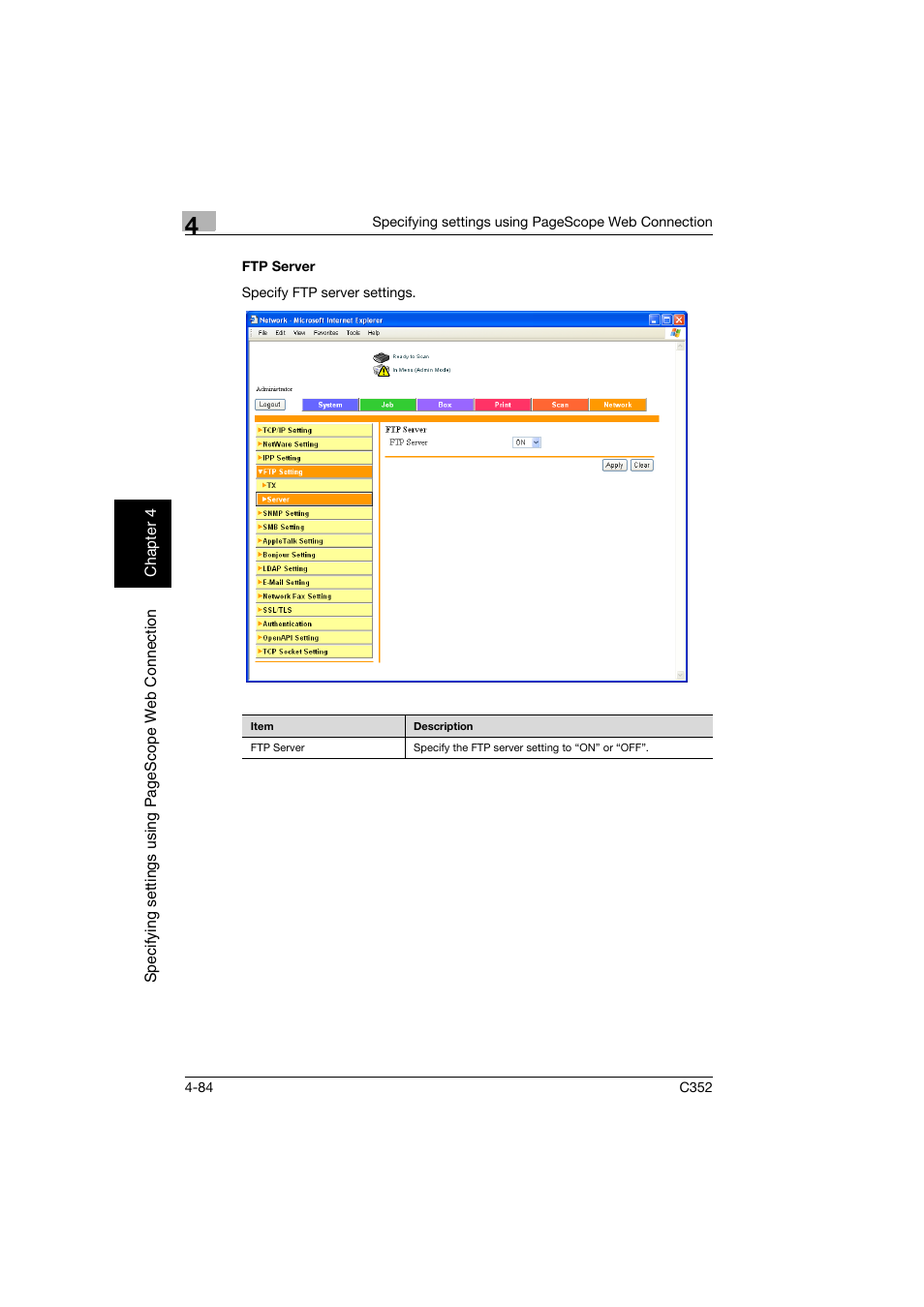 Ftp server, Ftp server -84 | Konica Minolta bizhub C352 User Manual | Page 341 / 392