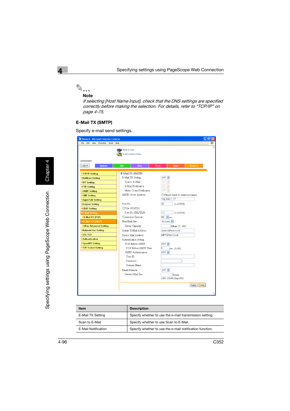 E-mail tx (smtp), E-mail tx (smtp) -96 | Konica Minolta bizhub C352 User Manual | Page 353 / 392