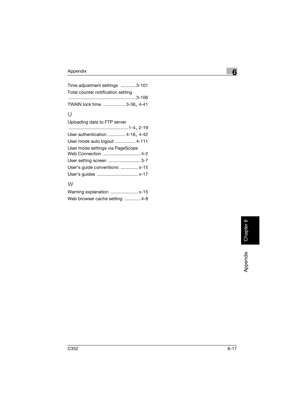 U to w | Konica Minolta bizhub C352 User Manual | Page 390 / 392