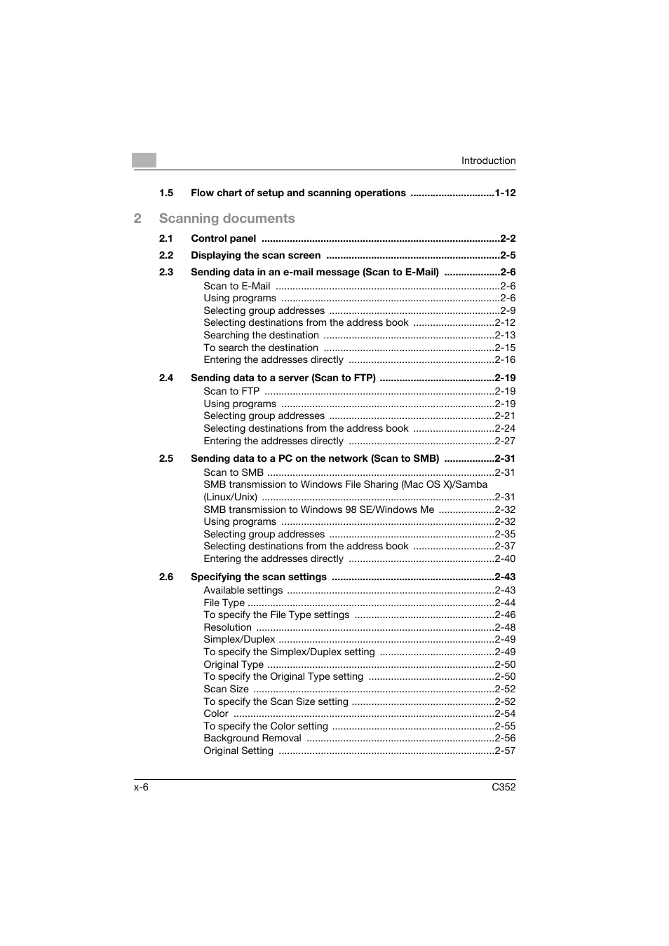2scanning documents | Konica Minolta bizhub C352 User Manual | Page 7 / 392
