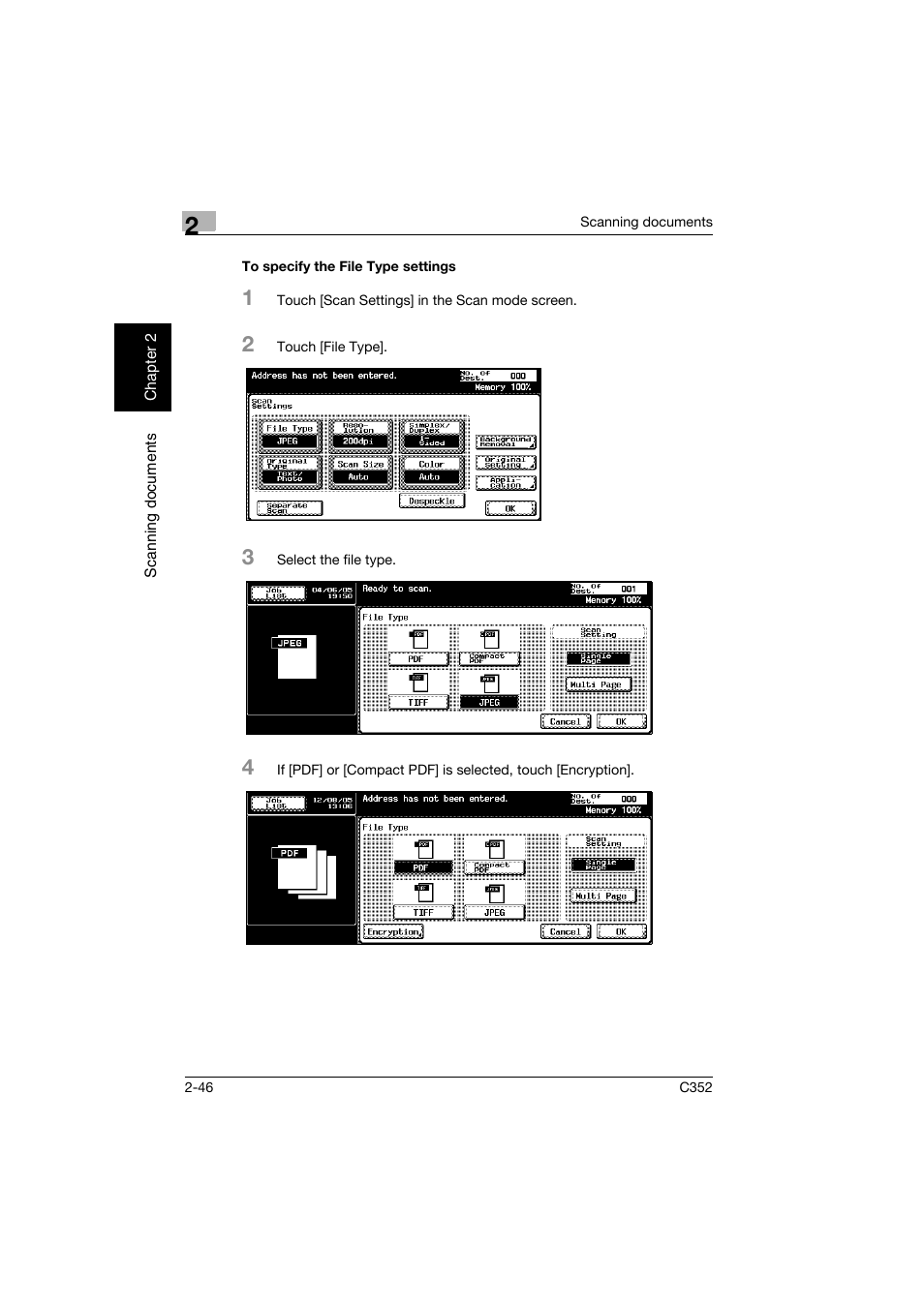To specify the file type settings, To specify the file type settings -46 | Konica Minolta bizhub C352 User Manual | Page 79 / 392