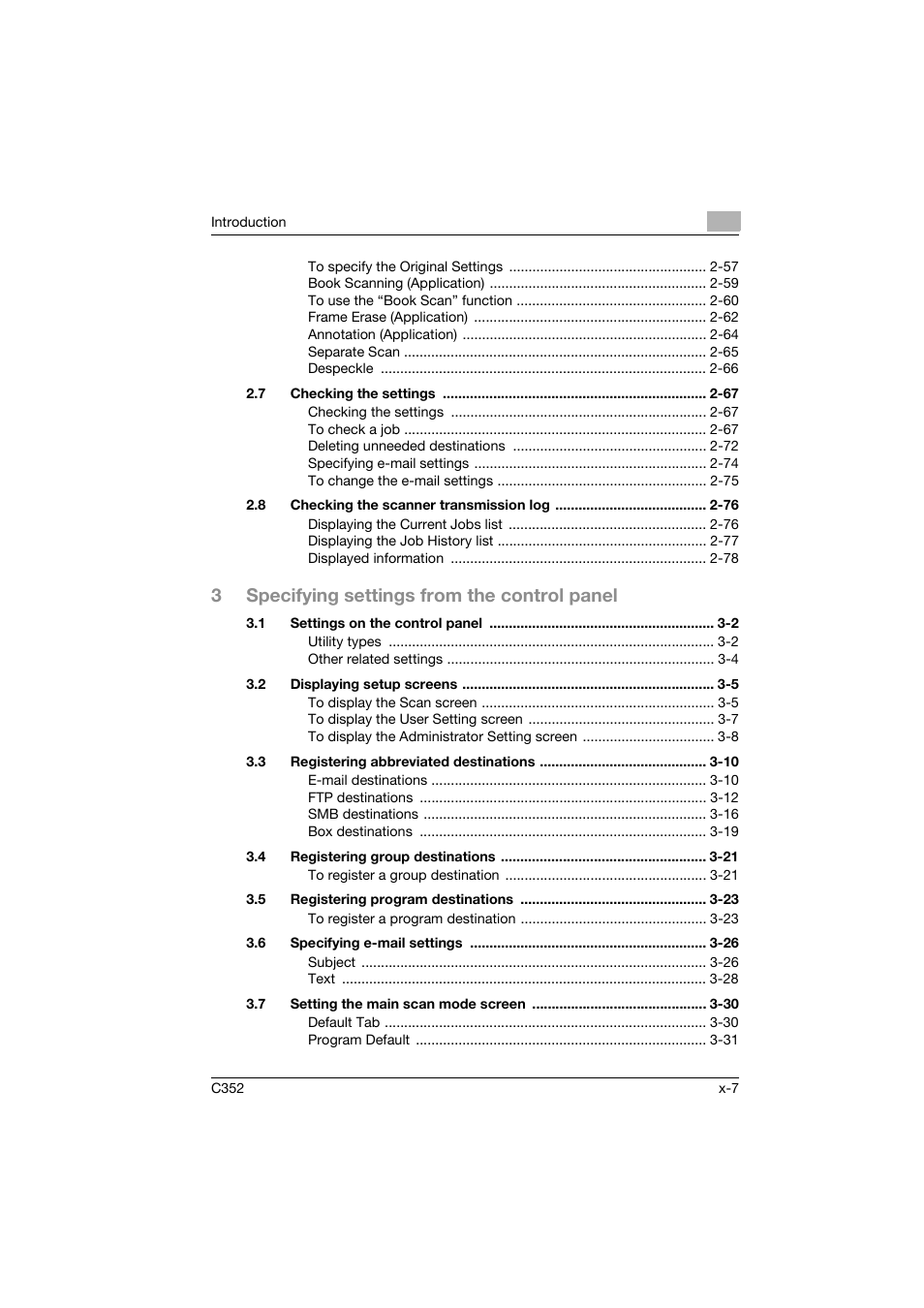 3specifying settings from the control panel | Konica Minolta bizhub C352 User Manual | Page 8 / 392