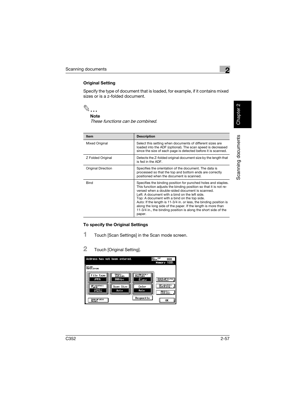 Original setting, To specify the original settings, Original setting -57 | To specify the original settings -57 | Konica Minolta bizhub C352 User Manual | Page 90 / 392