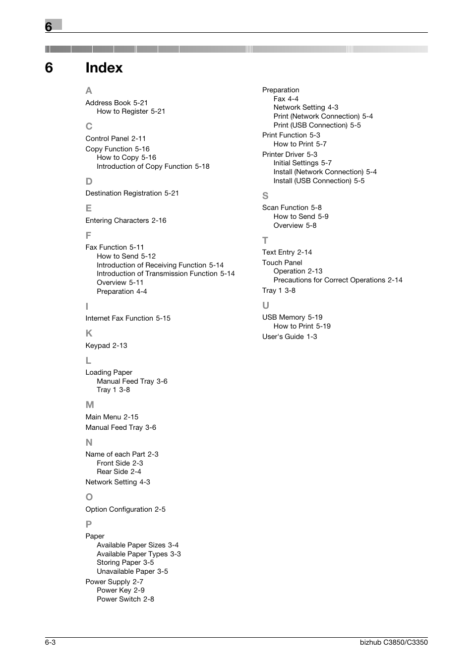 6 index, Index, 6index | Konica Minolta bizhub C3850 User Manual | Page 64 / 65