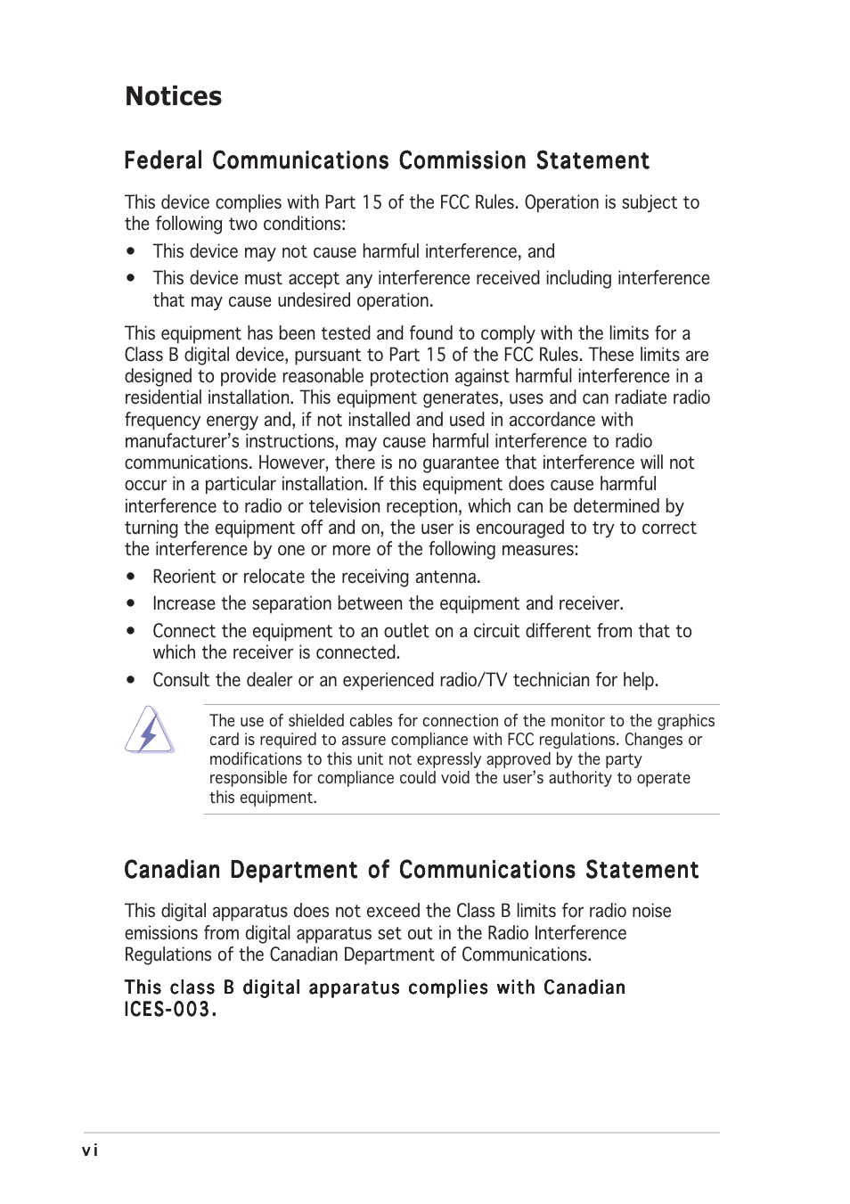 Notices | Asus Motherboard P5VD2-MX User Manual | Page 6 / 108