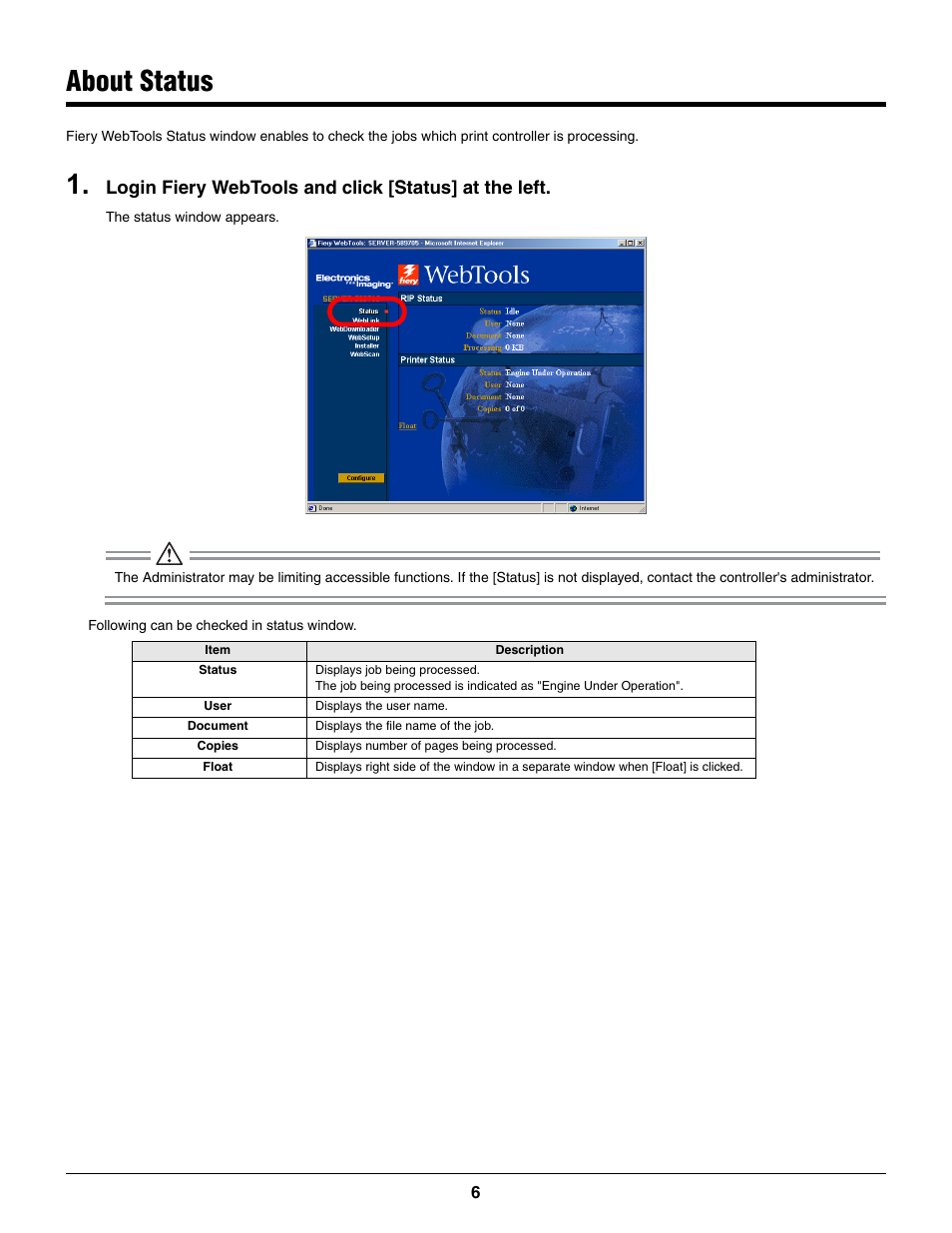 About status | Konica Minolta bizhub PRO C500 User Manual | Page 6 / 16