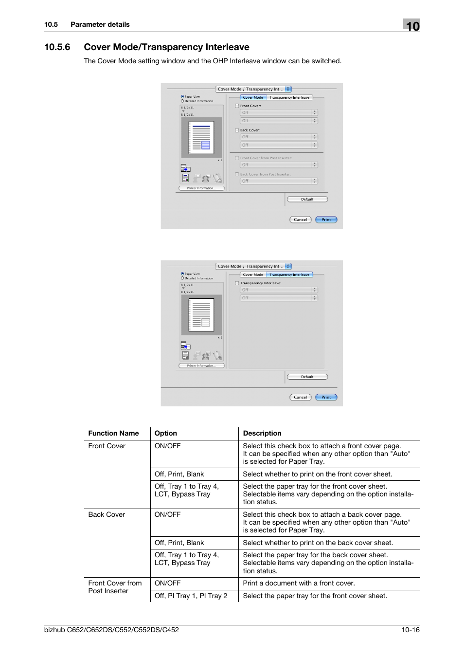 6 cover mode/transparency interleave, Cover mode/transparency interleave -16 | Konica Minolta BIZHUB C652DS User Manual | Page 134 / 312