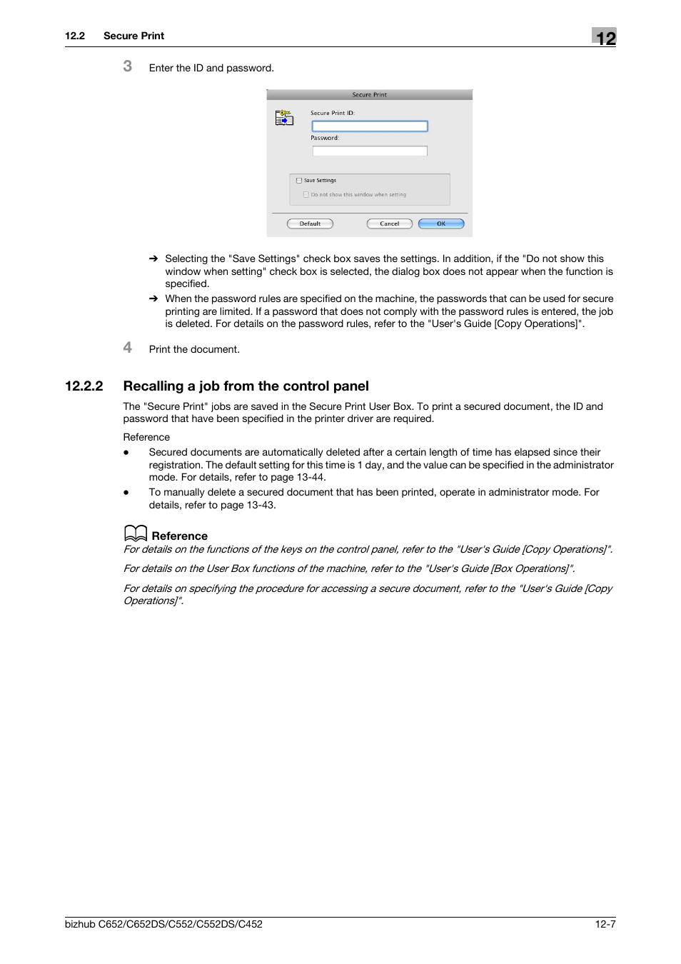 2 recalling a job from the control panel, Recalling a job from the control panel -7 | Konica Minolta BIZHUB C652DS User Manual | Page 156 / 312
