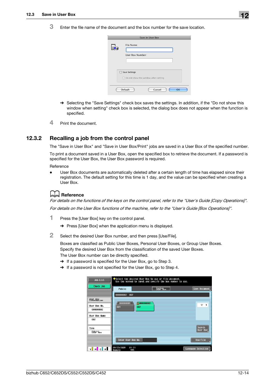 2 recalling a job from the control panel, Recalling a job from the control panel -14 | Konica Minolta BIZHUB C652DS User Manual | Page 163 / 312
