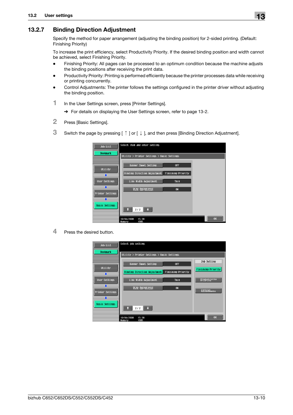 7 binding direction adjustment, Binding direction adjustment -10 | Konica Minolta BIZHUB C652DS User Manual | Page 204 / 312