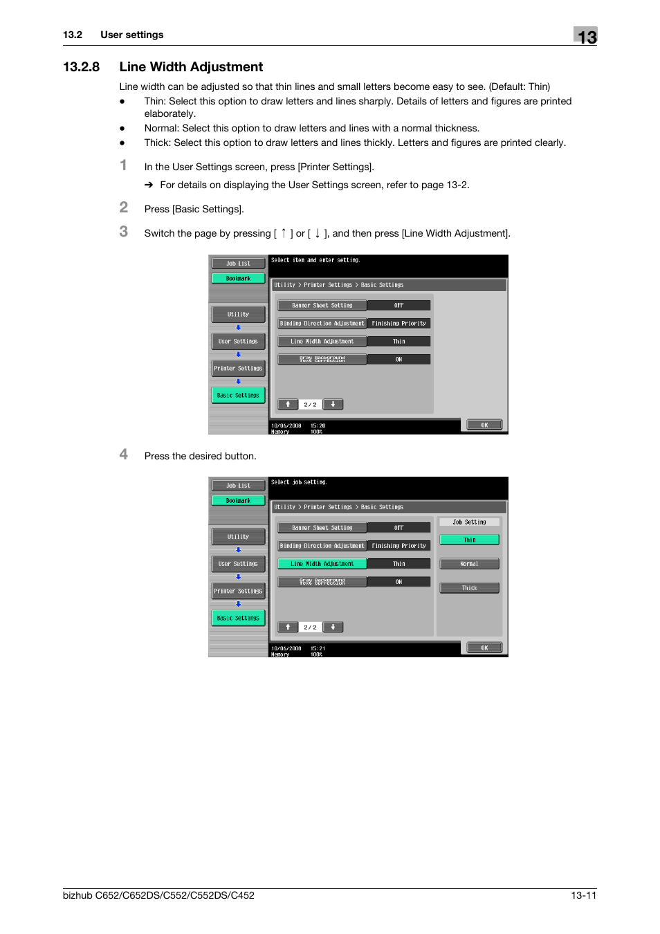 8 line width adjustment, Line width adjustment -11 | Konica Minolta BIZHUB C652DS User Manual | Page 205 / 312