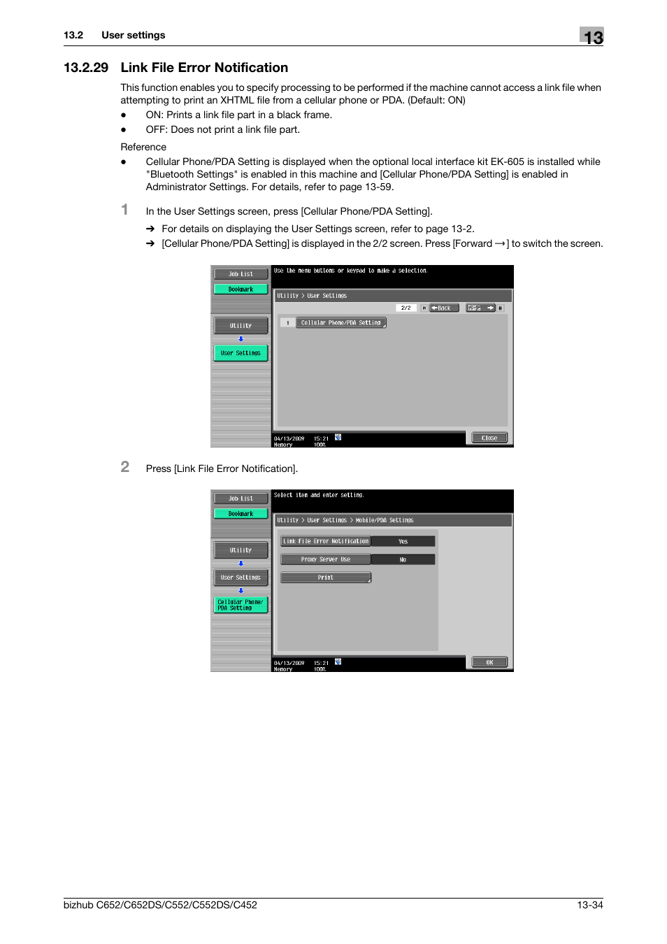 29 link file error notification, Link file error notification -34 | Konica Minolta BIZHUB C652DS User Manual | Page 228 / 312