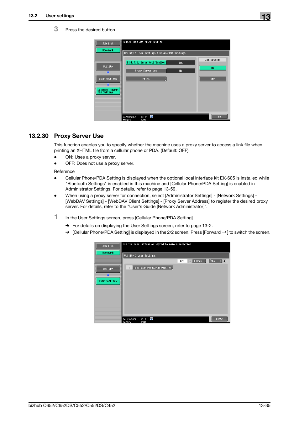 30 proxy server use, Proxy server use -35 | Konica Minolta BIZHUB C652DS User Manual | Page 229 / 312