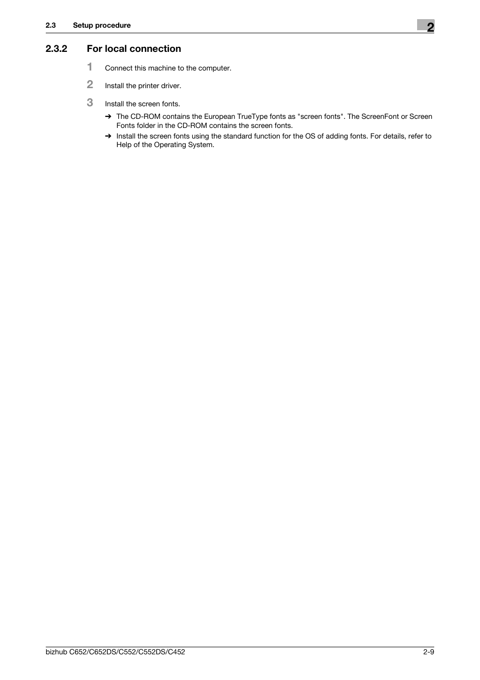 2 for local connection, For local connection -9 | Konica Minolta BIZHUB C652DS User Manual | Page 23 / 312