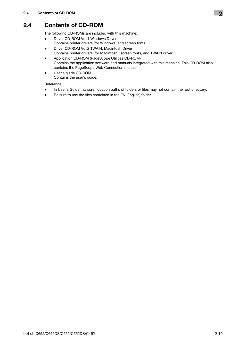 4 contents of cd-rom, Contents of cd-rom -10 | Konica Minolta BIZHUB C652DS User Manual | Page 24 / 312