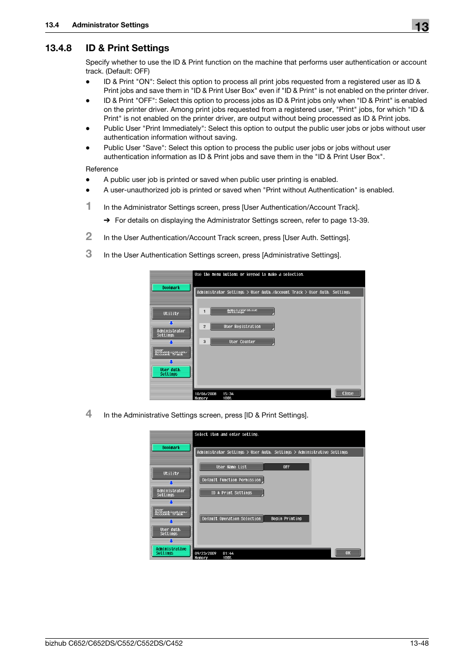 8 id & print settings, Id & print settings -48 | Konica Minolta BIZHUB C652DS User Manual | Page 242 / 312