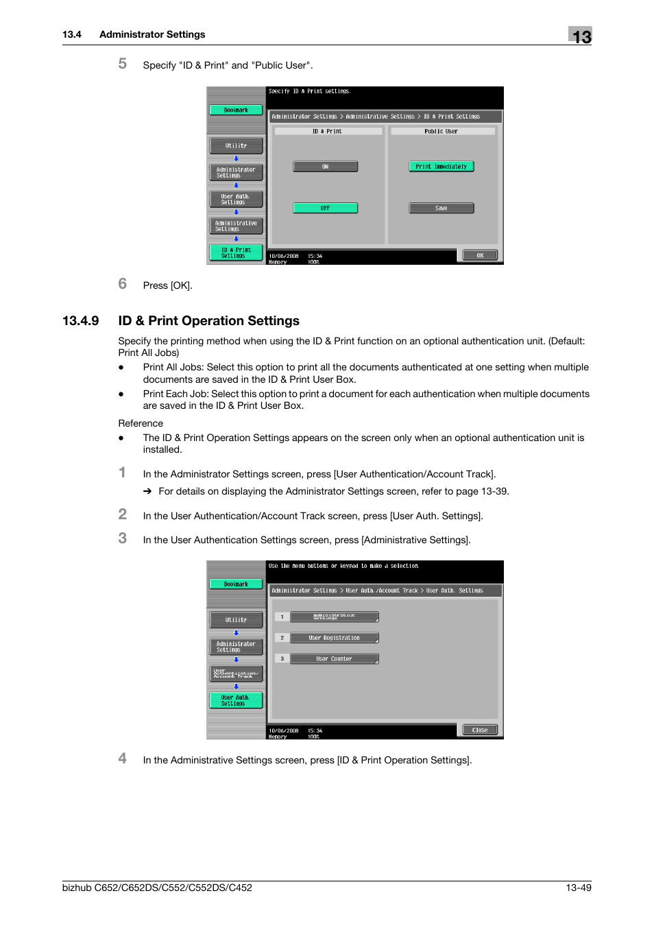 9 id & print operation settings, Id & print operation settings -49 | Konica Minolta BIZHUB C652DS User Manual | Page 243 / 312