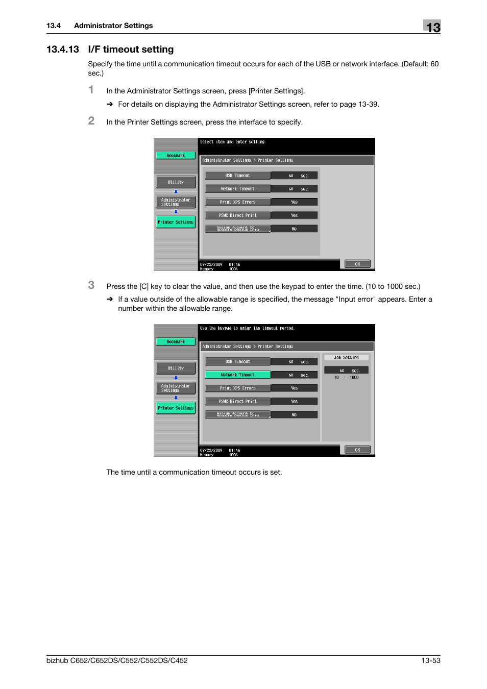 13 i/f timeout setting, I/f timeout setting -53 | Konica Minolta BIZHUB C652DS User Manual | Page 247 / 312