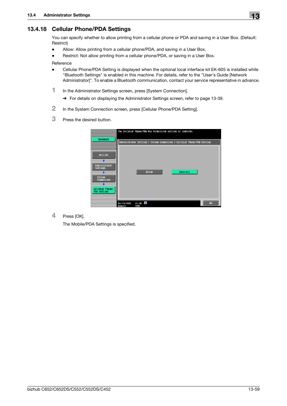 18 cellular phone/pda settings, Cellular phone/pda settings -59 | Konica Minolta BIZHUB C652DS User Manual | Page 253 / 312