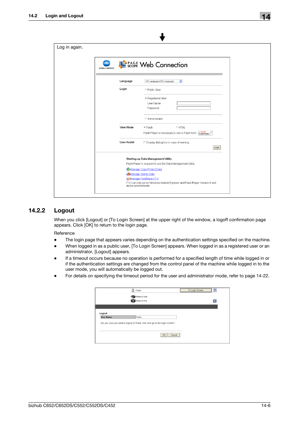 2 logout, Logout -6 | Konica Minolta BIZHUB C652DS User Manual | Page 261 / 312