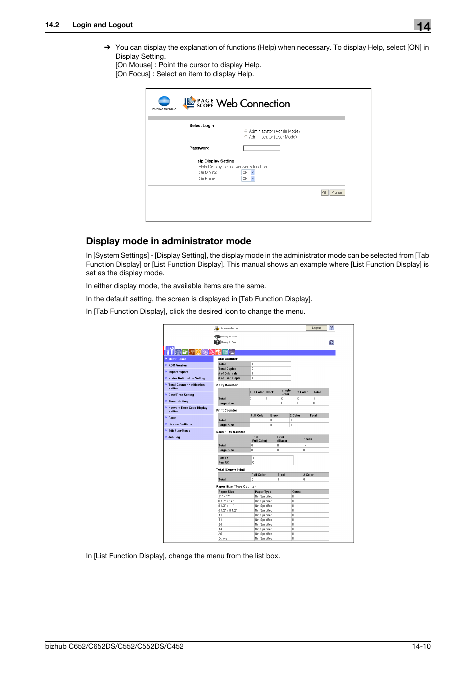 Display mode in administrator mode, Display mode in administrator mode -10 | Konica Minolta BIZHUB C652DS User Manual | Page 265 / 312