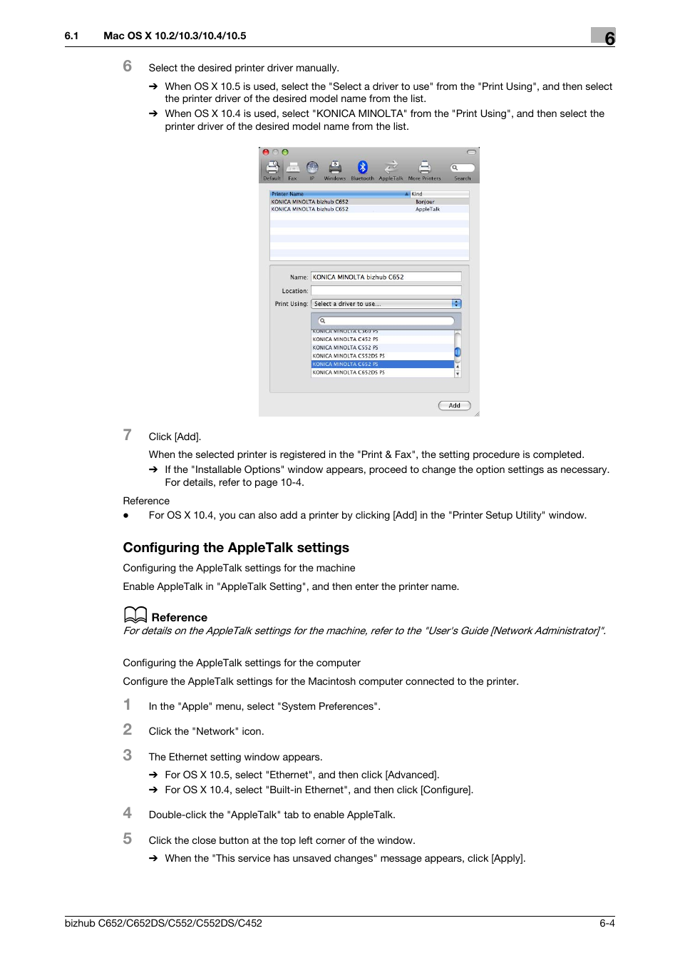 Configuring the appletalk settings, Configuring the appletalk settings -4 | Konica Minolta BIZHUB C652DS User Manual | Page 71 / 312