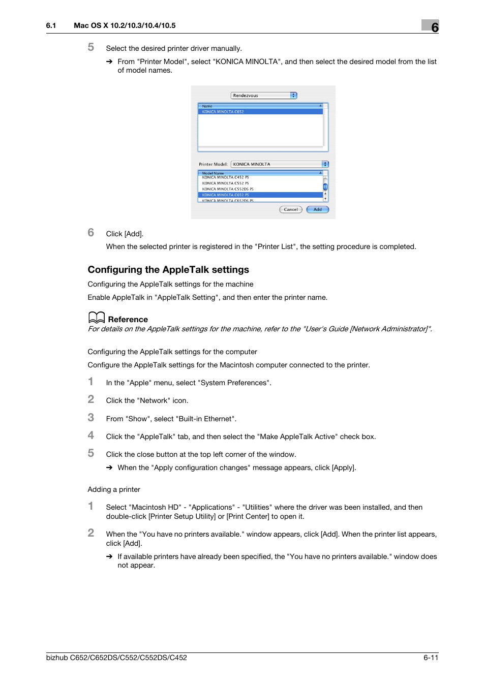 Configuring the appletalk settings, Configuring the appletalk settings -11 | Konica Minolta BIZHUB C652DS User Manual | Page 78 / 312