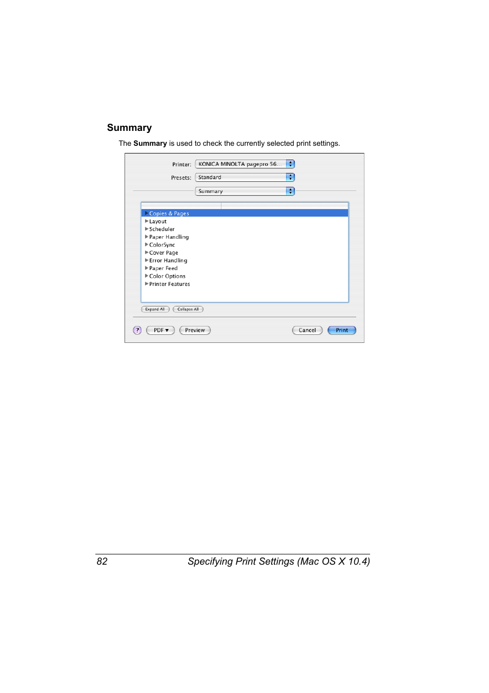 Summary, Summary 82 | Konica Minolta pagepro 5650 User Manual | Page 100 / 394
