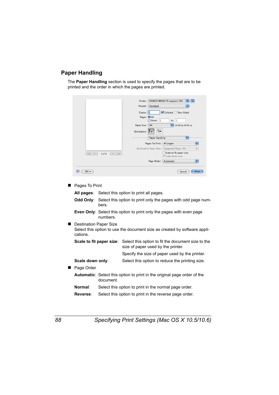 Paper handling, Paper handling 88 | Konica Minolta pagepro 5650 User Manual | Page 106 / 394