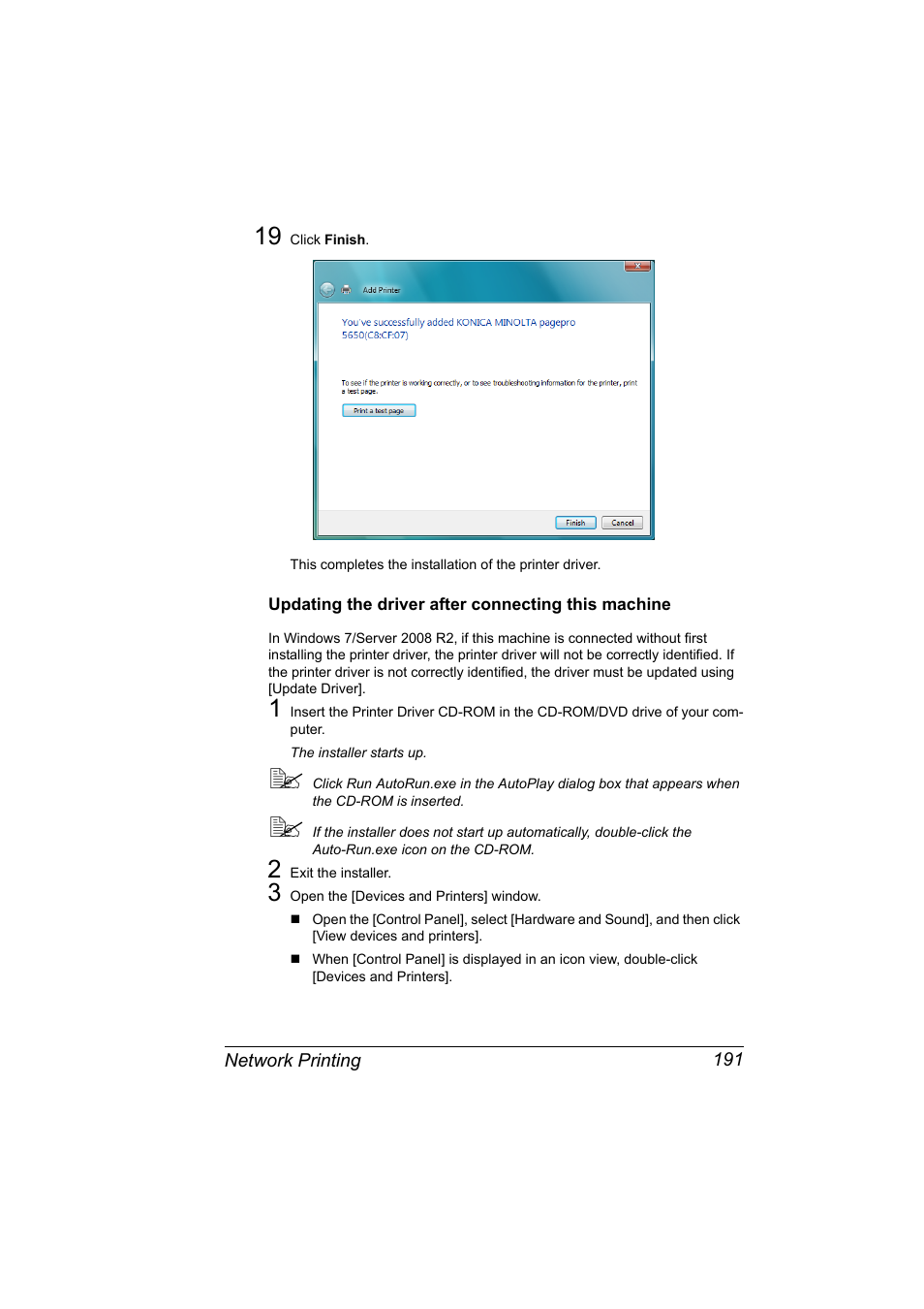 Updating the driver after connecting this machine | Konica Minolta pagepro 5650 User Manual | Page 209 / 394