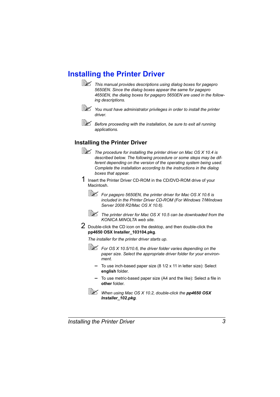 Installing the printer driver, Installing the printer driver 3 | Konica Minolta pagepro 5650 User Manual | Page 21 / 394