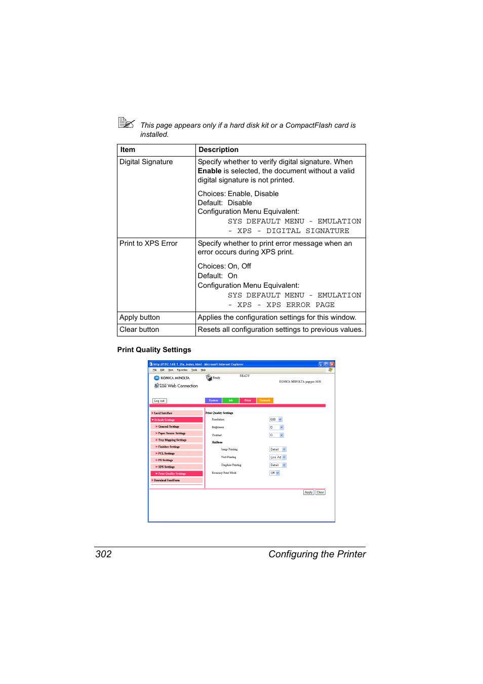 Configuring the printer 302 | Konica Minolta pagepro 5650 User Manual | Page 320 / 394