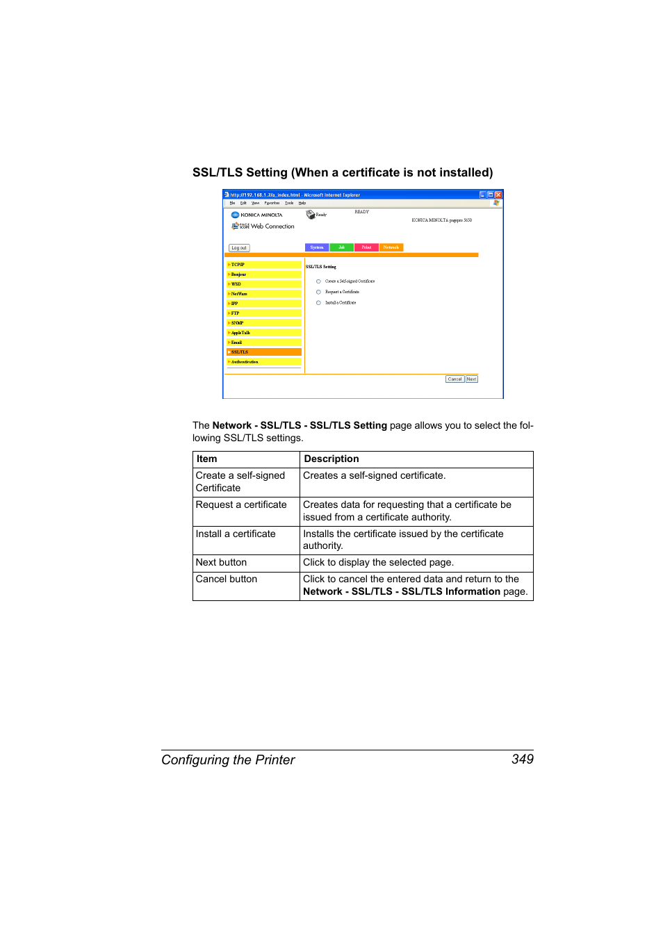 Configuring the printer 349 | Konica Minolta pagepro 5650 User Manual | Page 367 / 394